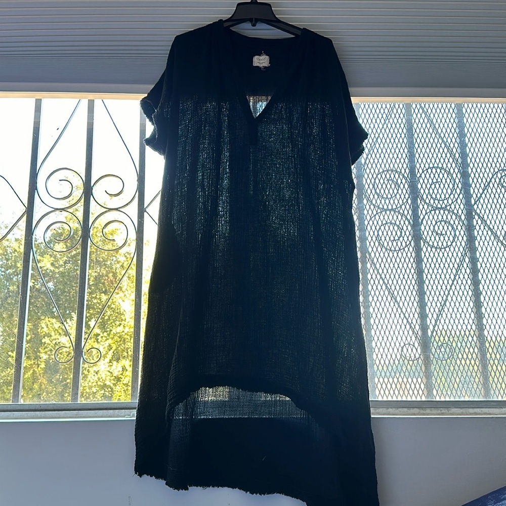 9 seed Fez sleeveless caftan in lightweight gauze black